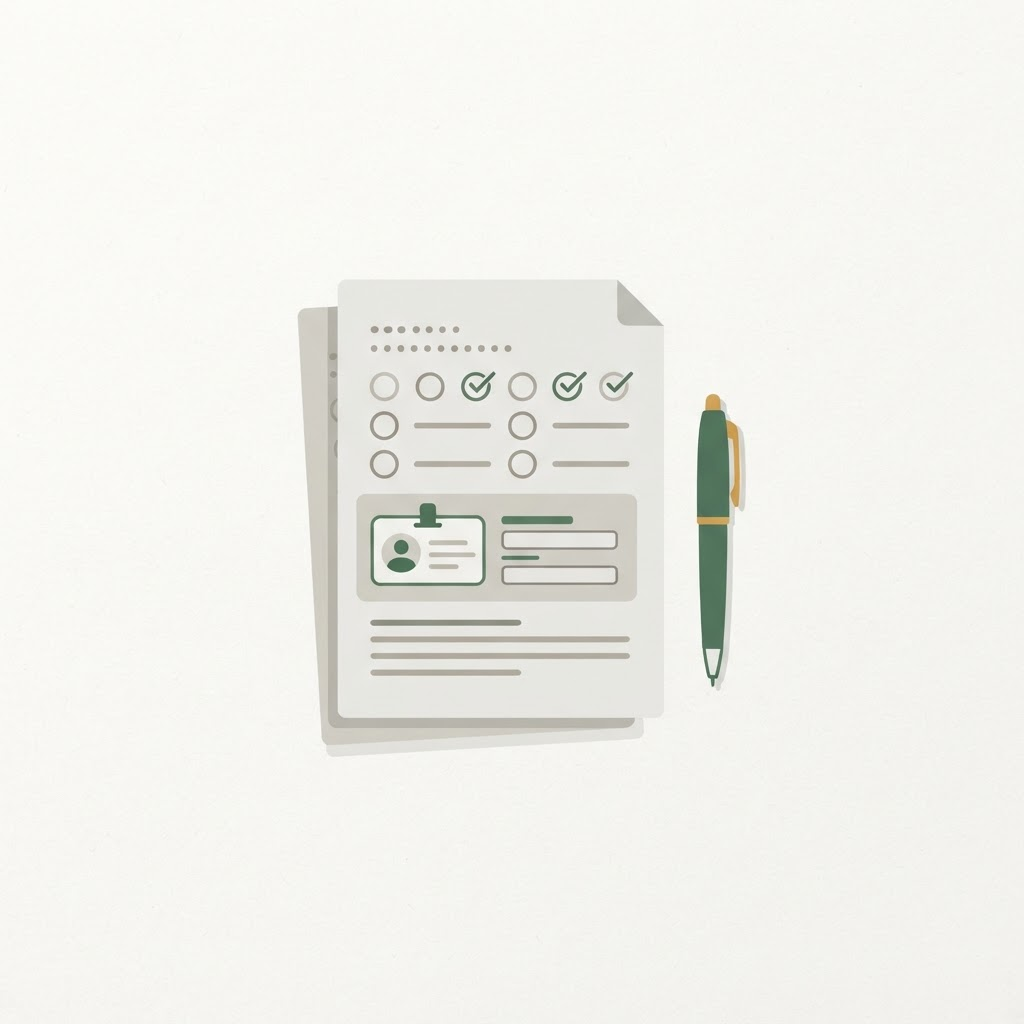Illustration of application documents and a checklist for a grant application