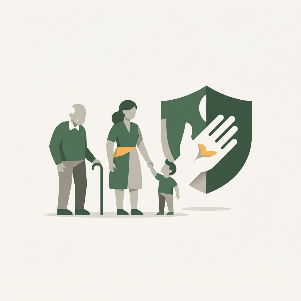 Illustration representing South African social grants and support for families
